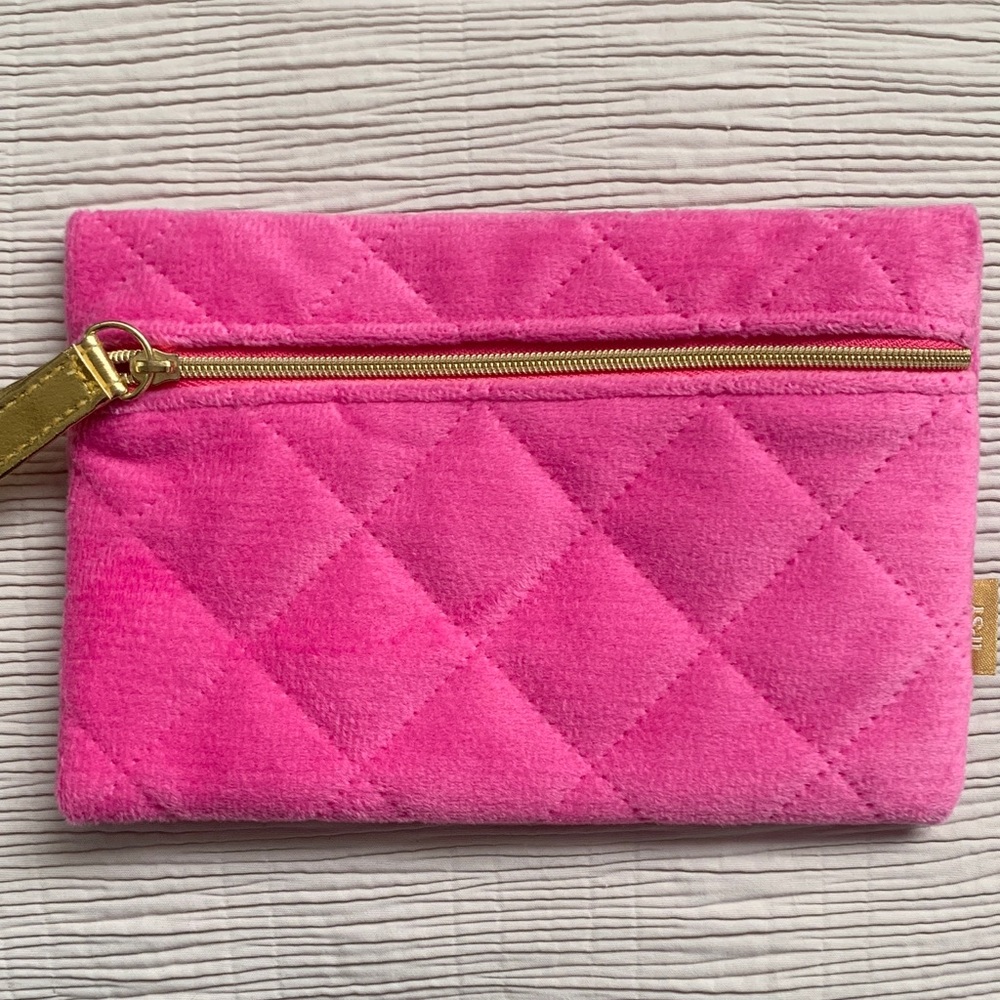 New IPSY Pink Quilted Plush Cosmetic Bag